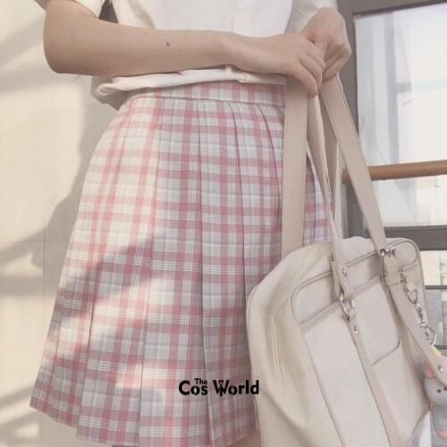 [Sakura] Girls Womens Japanese Summer High Waist Pleated Plaid Skirts For JK School Uniform Students Cloths