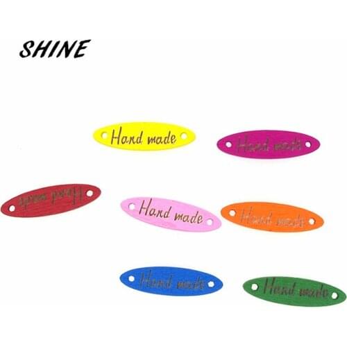 SHINE 50pcs Wooden Sewing Buttons Hand made Scrapbooking Colorful Oval Two Holes Costura Botones bottoni botoes 28*8mm