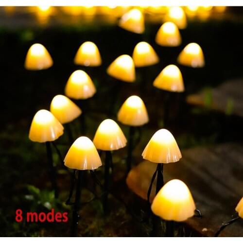 LED Mushroom Solar Lights String Light Garden Decoration Waterproof Garland Patio Decor Outdoor Ground Solar Lights Fairy Light