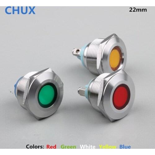 LED Metal Indicator Light 22mm With screw welding feet 3v 6V 12V 24V 48V 110V 220v Colorful Switch waterproof Signal Lamp