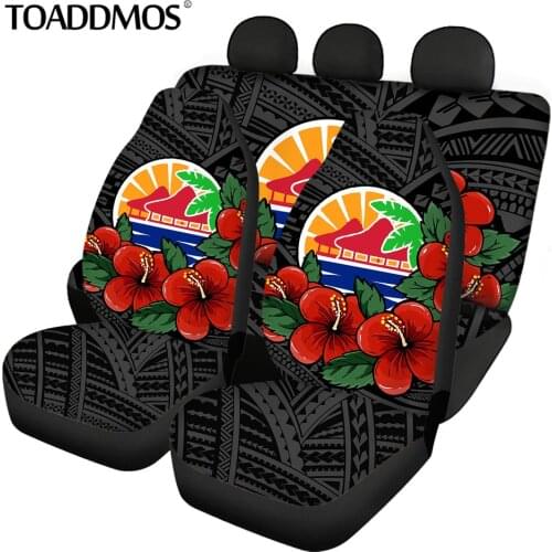 TOADDMOS Hawaii Polynesian Hibiscus Tribal Design Universal Front and Rear Car Seat Mat Cover Protector Car Interior Accessories