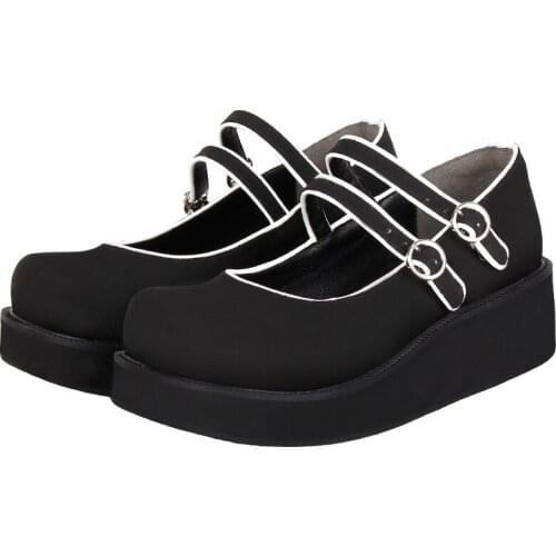 Angelic imprint woman mori girl lolita cosplay shoes lady high wedges heels Pumps women princess dress party shoes buckles 6cm