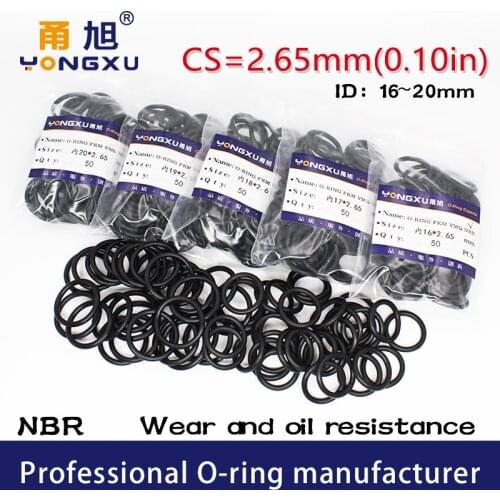50PCS/Lot Black NBR Sealing O-Ring CS2.65mm ID16/17/18/19/20*2.65mm O Ring Seal Rubber Gasket Rings Oil Resistance Washer