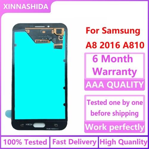 For Samsung Galaxy A8 2016 A8100 A810 AMOLED LCD Display A810 100% Tested Working Touch Screen Digitizer Assembly