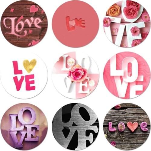58mm valentines day wall decor Icons Pins Badge Decoration Brooches Metal Badges For Backpack Decoration