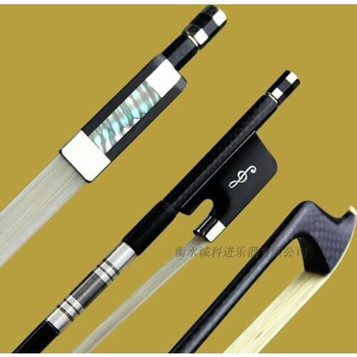 1 Pc professional plaid carbon fiber 4/4 cello bow good balance nataul white Horsehair ebony frog round stick free shipping