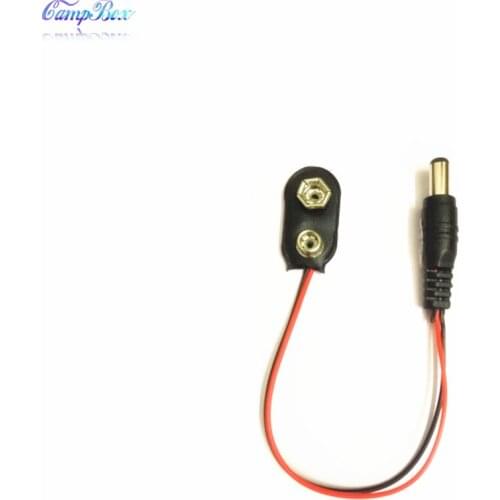 10Pcs Black I-Type 9V PPP3 Battery Wire Junction Snap Clip Case Socket With 5.5/2.1 DC Header&Wire