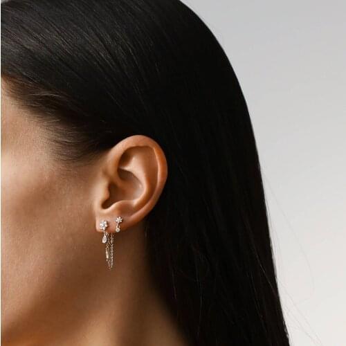 100% 925 sterling silver fashion elegant daisy flower tassel chain earring delicate long chain brincos for women party jewelry