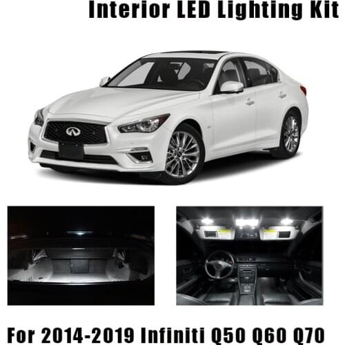 12 Bulbs White Canbus LED Light Bulbs Interior Kit For Infiniti Q50 Q60 Q70 2014 2015 2016 2017 2018 2019 Map Dome Cargo Lamp