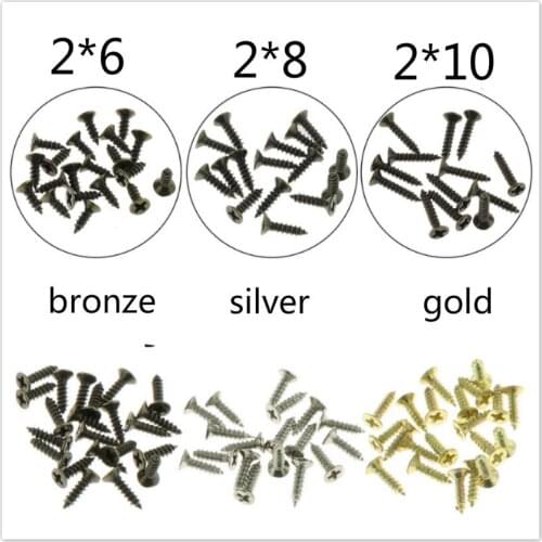 200pcs 2*5 2*6 2*8 2*10 Silver Gold Bronze Phillip Flat Self-tapping Screws Wooden Box Case Screws Fasteners Screw Cross Screw