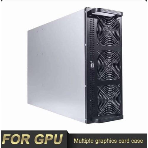 4U ETH Mining Rig Frame 6 GPU to 8 GPU Converter BTC Miner Case with 6 Cooling Fans Multi Graphic Cards Bracket