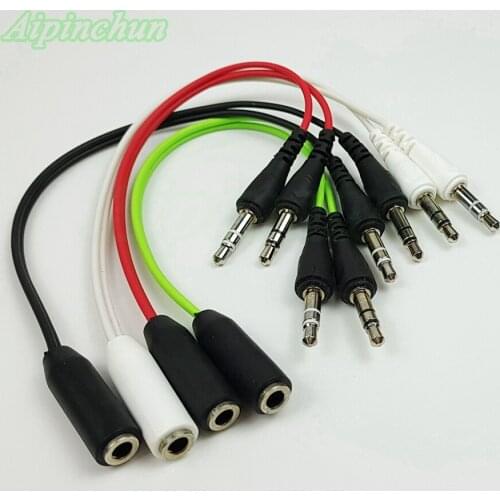 Aipinchun 3.5mm 4-Pole CTIA Female to 3-Pole Jack Male Audio Cable Splitter for Headphone Earphone with Mic Connect to Laptop PC