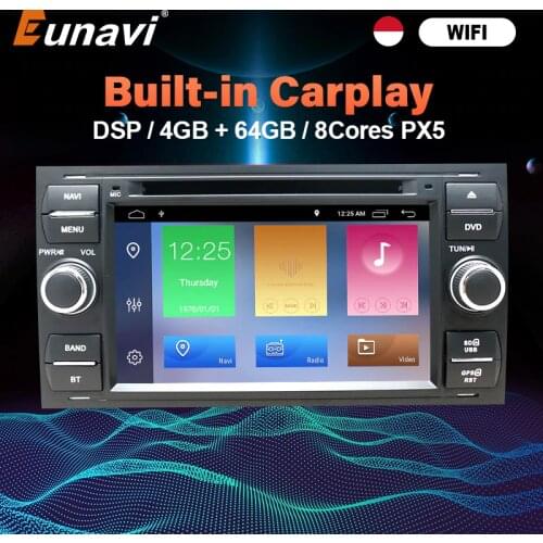 Eunavi Android 10 GPS Car Radios 2 Din Car Multimedia Audio For Ford Mondeo S-max Focus C-MAX Galaxy Fiesta Form Fusion NO DVD