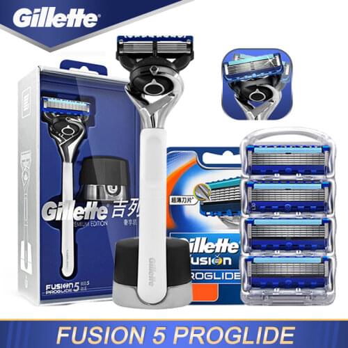 Safety Razor Gillette Fusion 5 ProGlide Shaving Machine Gift Set Straight Shaver Cassettes For Men Razor Blades Case With Base