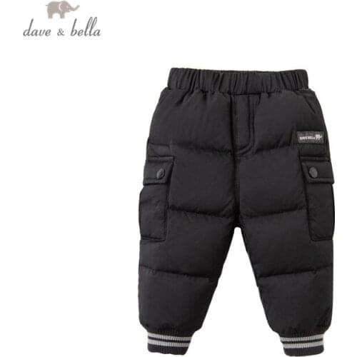 DBX15741 dave bella winter baby boys down pants baby fashion solid pockets padded trousers children high quality down trousers