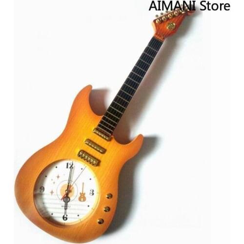 Hot Selling Big Guitar Living Room Mute Wall Clock Creative Modern Simple Decoration Music Gift Quartz Clock Watch Rock N Roll