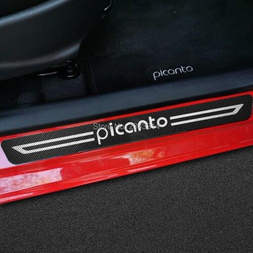 For KIA PICANTO X GT LINE 2013-2018 2019 2020 Carbon Car Door Sill Kick Scuff Plate Protector Trim Cover Car Styling Accessories