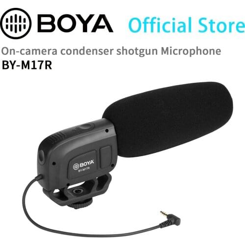 BOYA BY-M17R On-camera condenser cardioid shotgun microphone for DSLRs camcorder audio recorders video shooting vlogging podcast