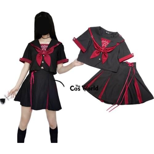 Magic Circle Summer Darkly Sailor Suit Tops Skirts JK High School Uniform Class Students Cloth