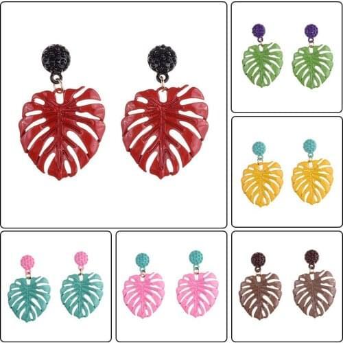Colorful Metal Leaf Earrings Women Party Accessory Jewelry Wholesale