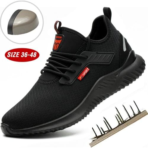 Men Working Shoes Puncture Proof Sneakers Breathable Mesh Shoes Travel Shoes For Men Steel Toe Safety Boots Protective Shoes