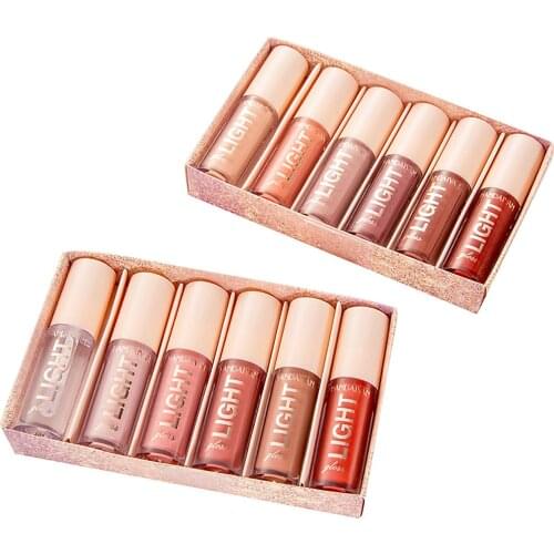 6 Colors Glossy Lipstick Set Pigmented Liquid Lip Gloss Gift Set Mirror Water Gloss Moisturizer Waterproof Makeup Lip Balm Cosy