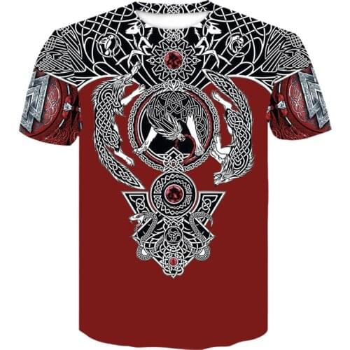2021 New summer Fashion Viking tattoo t shirt for men Viking Odin 3D Print Funny t-shirts Harajuku Casual tees oversized t shirt