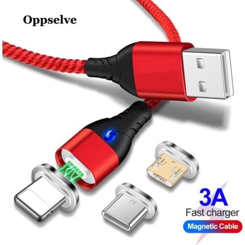 Oppselve LED Magnetic USB Cable, Magnet Plug & USB Type C Cable & Micro USB Cable & USB Cable For iPhone XS Max XR X 8 7 6 Plus