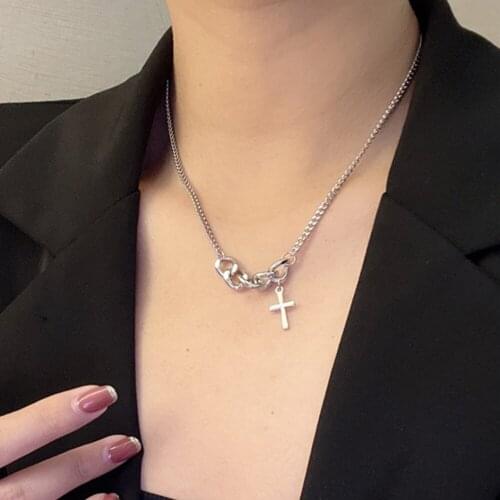New Trendy Geometric Cross Pendants Necklaces For Women Men Chain Choker Necklace Metal Religious Jewelry Gifts