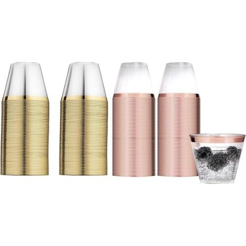 HOT Cups,9 Oz Clear Plastic Wine Cups Fancy Disposable Cocktail Glasses Drinking Cup For Wedding Party