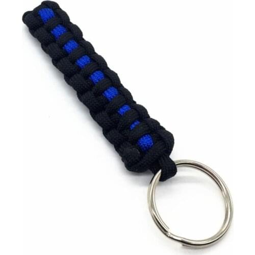 Dropship Outdoor Keychain Camp Hike Carabiner Thin Blue Line Police Paracord Cord Rope Emergency Knot Key Chain Tools Survival