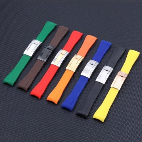 20mm Curved End Nature Rubber Watchband For Role Strap For Daytona Submariner GMT Explorer 2 Bracelet Common Using tools