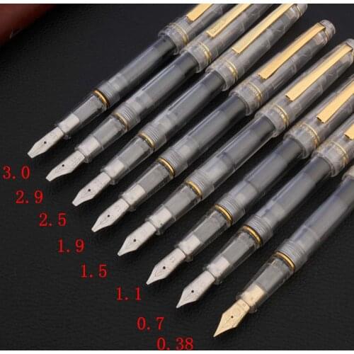 WING SUNG 3001 Fountain Pen Transparent WHITE Plastic Parallel Art Calligraphy Duckbill Nib SpinStudent Stationery Office