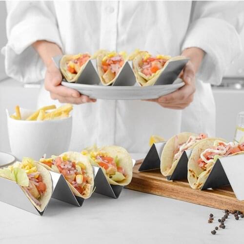 Display Stand For Pizza Stainless Steel Taco Rack Taco Holder Durable Wave Handbags Mexican Food Rack Kitchen Tools Restaurant