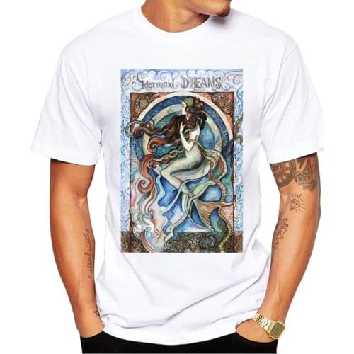 TEEHUB Hot Sales Fashion Mermaid Dreams Printed Men T-Shirt Funny Vintage Geek Tshirts Short Sleeve Tee Hipster Tops