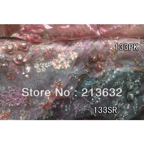 Fabric flowers french lace top fabrics,switzerland voile lace weddomg dress material 3D crystal sequins,flower gauze embroidery