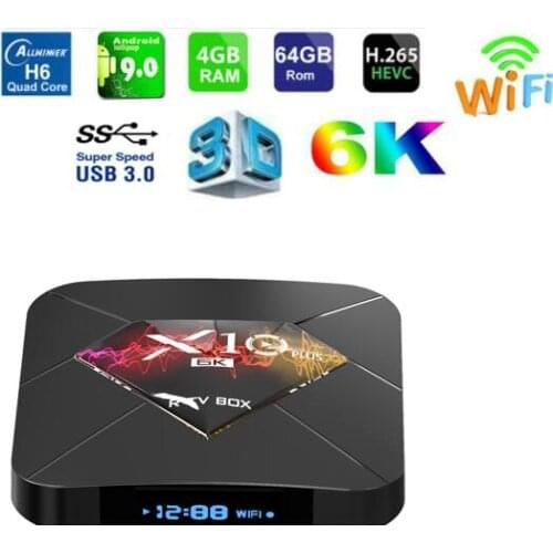 10PCS R-TV BOX X10 Plus TV Box Android 9.0 4GB RAM +32/64GB ROM Allwinner H6 2.4G WiFi USB 3.0 Support 6K H.265 Set-top Box