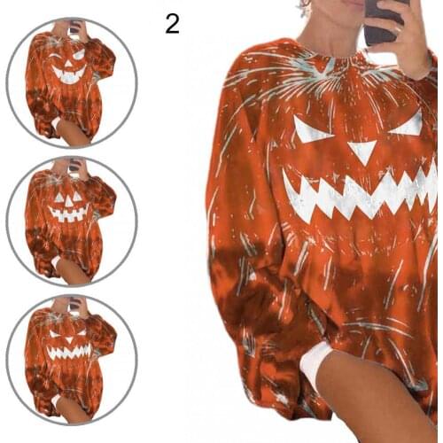 Cozy Unique Halloween Printed Casual Sweatshirt Top Pullover Top O-Neck Outerwear