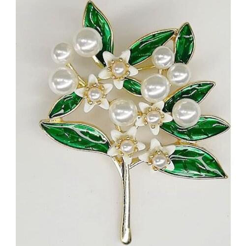YDGY New design vintage brooch jewelry Orange flower Tree Brooches natural pearls brooch scarves buckle Accessories