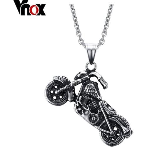 Vnox Mens Ghost Rider Rock Punk Necklaces Pendants Fashion Stainless Steel Motorcycle Necklace Men Vnox Jewelry