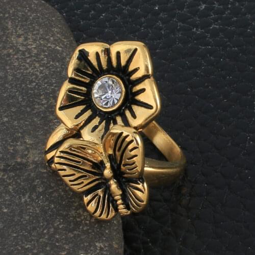 Stainless Steel Jewelry Gold Color Rings Wholesale For Women Fashion Gift Newest RBJHBYBE