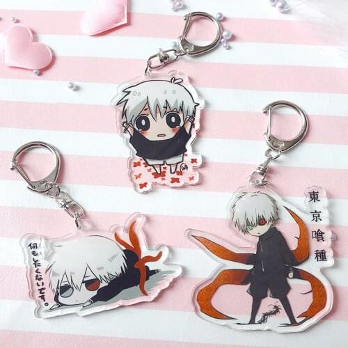 1pc Anime Keychain Tokyo Ghoul Kaneki Ken Juzo Suzuya Doubleside Keychains Keyrings Pendant