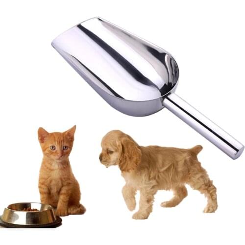 1PCS Pet dog cat feed food shovel pet cat stainless steel kitchen equipment manual portable hand scoop multifunction