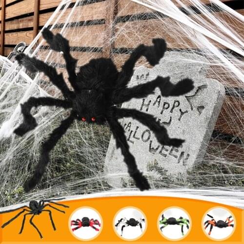 1pc Halloween Scary Black Big Spider Halloween Decoration Props Party Bar Home Party Decor Spoof Toys Simulation Plush Spider