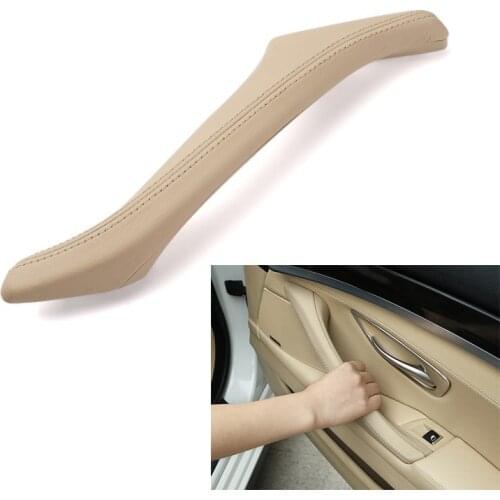 3Pc/Set Car Interior Inner Door Handle Genuine Leather Panel Pull Cover For BMW 5 Series F10 F11 F18 520 528 530 10-17 LHD RHD