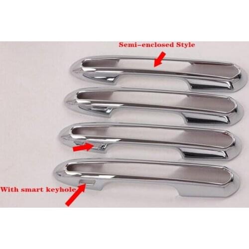 4PCS ABS Chrome Accessories Semi-enclosed Style Side Door Handle Cover Trim for T oyota RAV4 2019 2020 (smart keyhole)