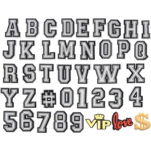 40-80PCS New Arrival Black And White Letter Icon Shoes Charms Croc Jibizt For Kids Party Gifts Silicone Alphabet Buckles
