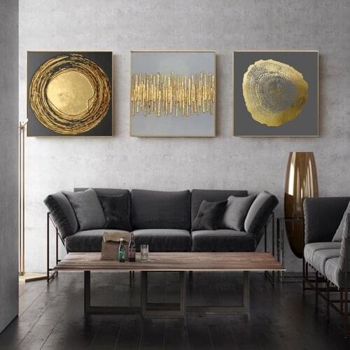 Abstract Gold Tree Rings Texture Golden Leaves Canvas Painting Posters And Prints Home Decor Wall Art Pictures For Living Room
