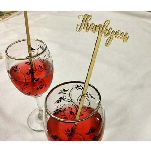 Acrylic Gold Thank you Drink Stirrers,Swizzle sticks,Wedding Bachelorette,Cocktail Stirs,wedding decor