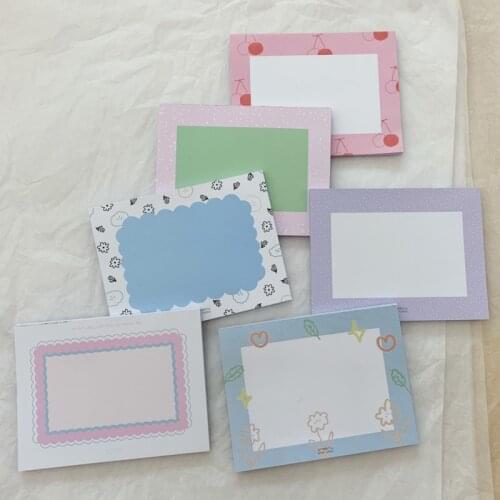 Ins Flower Cherry Border Memo Pad 50 Sheets Contrast Color Planner Sticker Diy School Office Remarks Message Paper Stationery